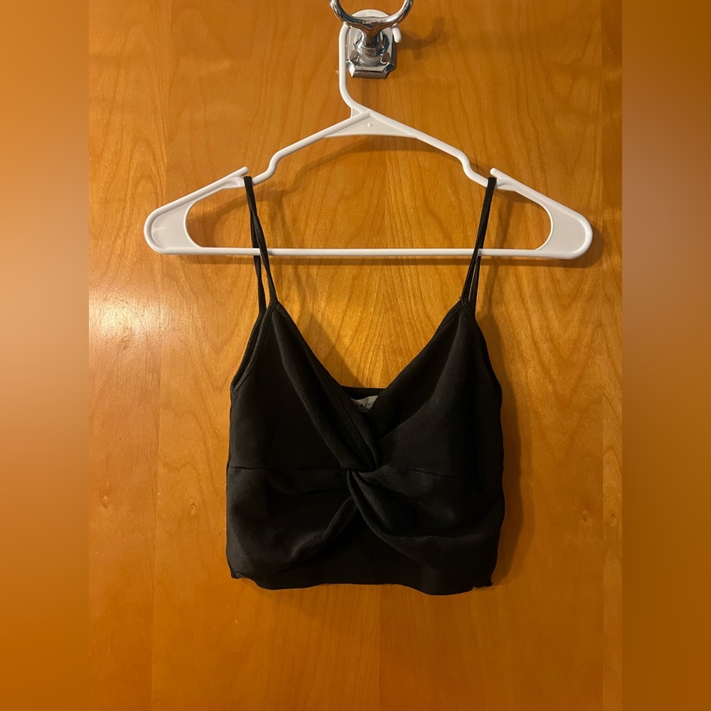 Zara Knit Black Twist Front Cami Top